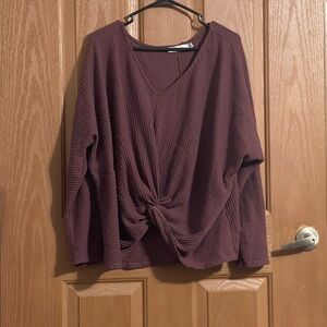 JustFab Burgundy Knotted Top